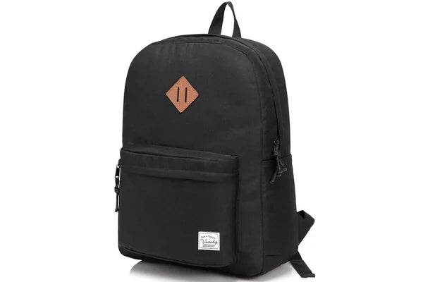 Vaschy UltraLight Backpack in Black, shown from the front at an angle.