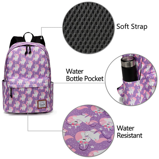 Purple Unicorn Backpack For Girls