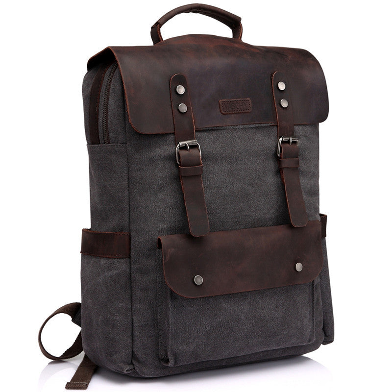 canvas leather vintage backpack Vintage Leather Canvas Explorer Backpack