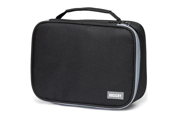 Black Vaschy Classic Pencil Case with a carry handle and zip closure