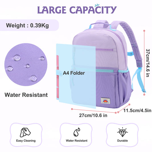 Girls Lightweight Plain Color-block Small Kids Backpack
