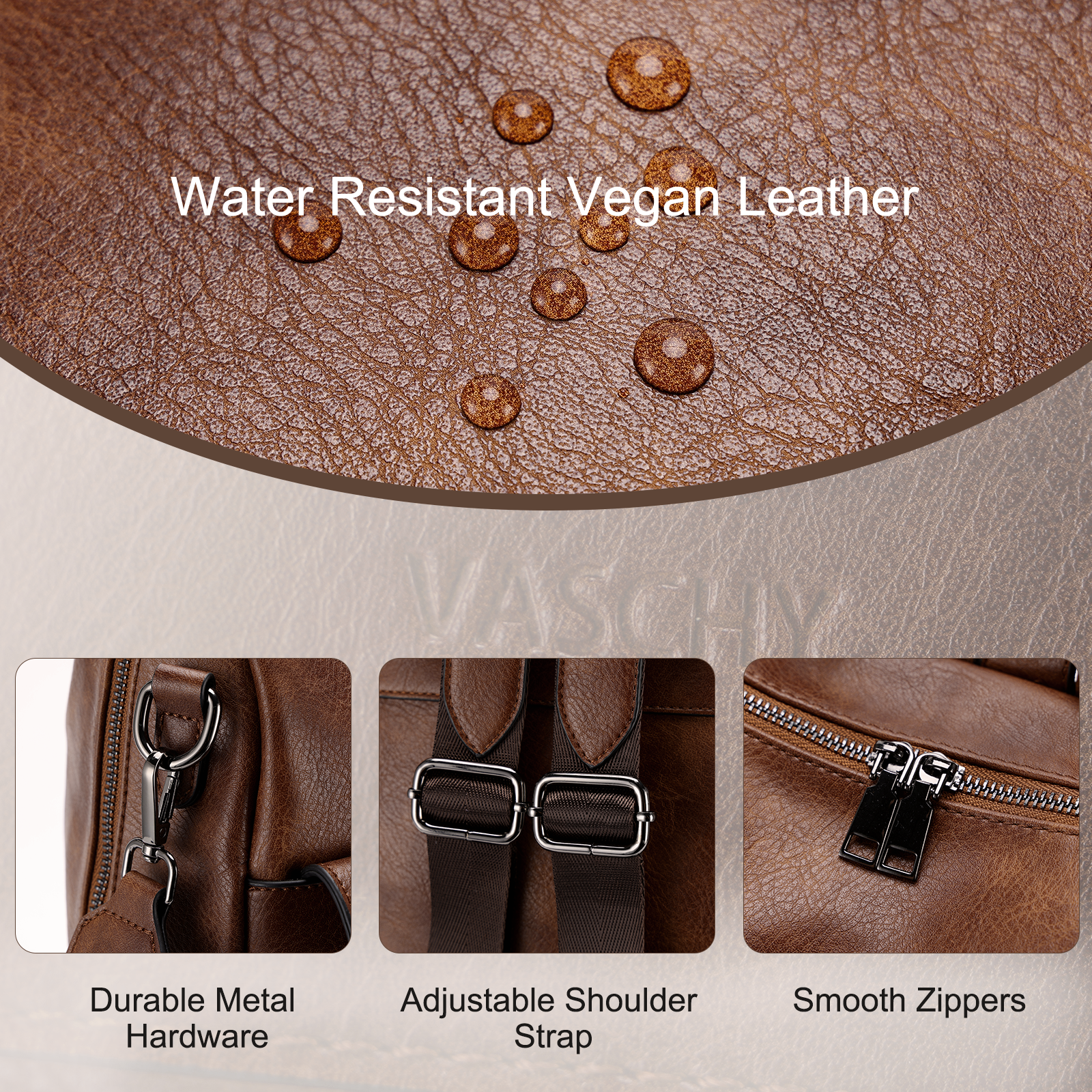 Large Vegan Leather Backpack Purse with Wallet Pouch Set 
