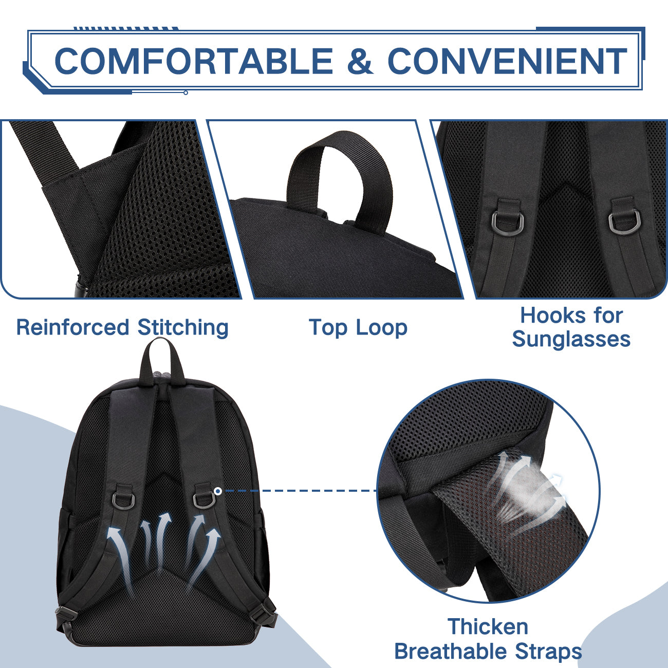 VASCHY Schoolrugzak, licht, waterafstotend, voor heren, schooltas, dames, kinderen, jongens, vrije tijd, voor meisjes, school, school, jongeren, college, zaken, reizen, Aqua, M, Casual