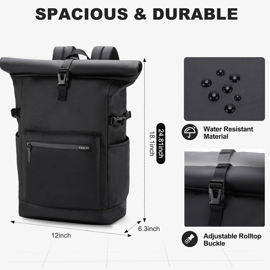 Roll Top Travel Backpack for Men