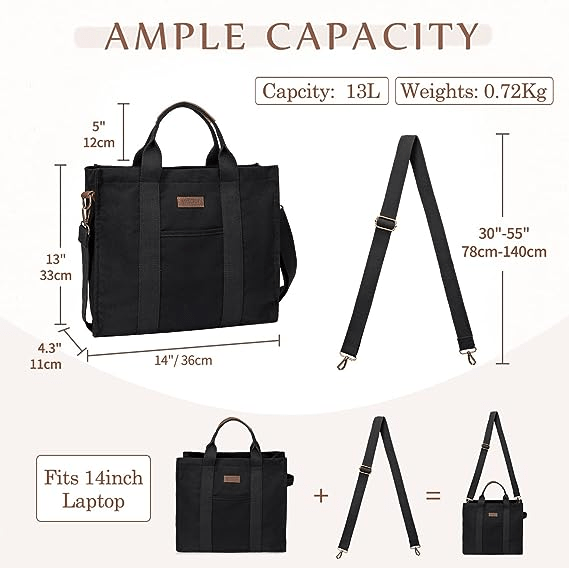 tote women's handbags for black 13L
