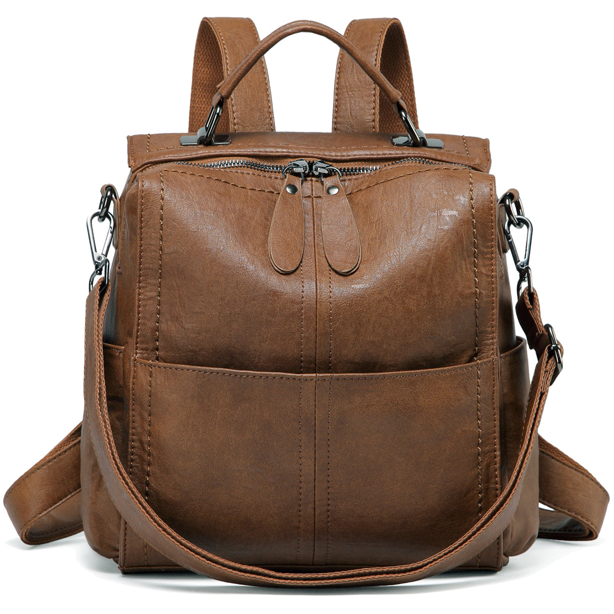 ?B2G1 New VASCHY Brown Leather Backpack REVIEW* Backpack by Vaschy - YouTube main image 2