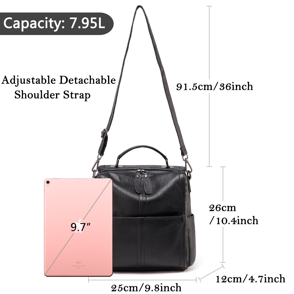 VASCHY PU Leather Backpack for Women